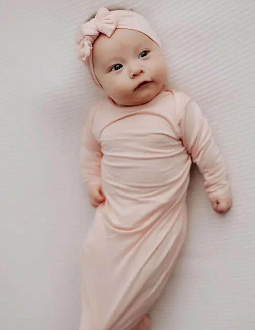 Heavenly Pink Knotted Gown & Bow Set Milk & Baby