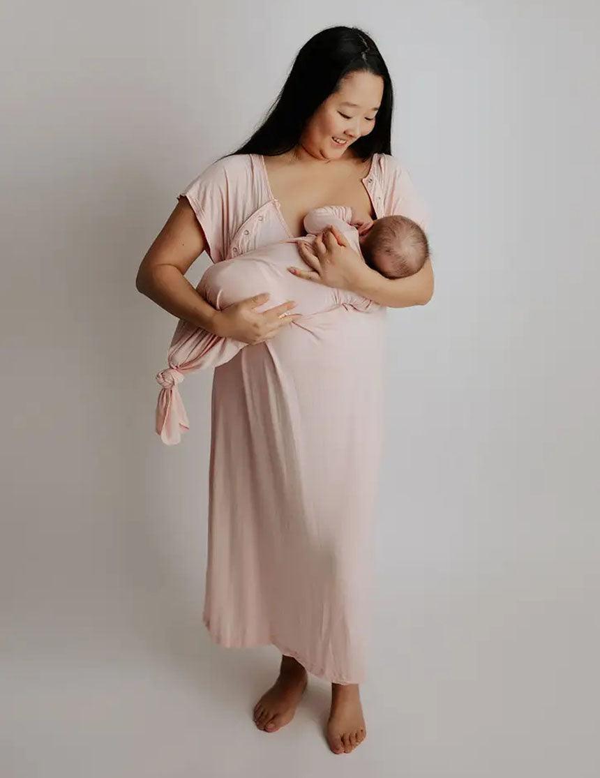 Heavenly Pink Mommy Labor and Delivery/ Nursing Gown Milk & Baby