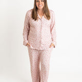 Pink Leopard Womens Long Sleeve Button Up Set