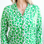 Green Leopard Women’s Button Down Short Set | Milk & Baby