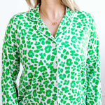 Green Leopard Women’s Button Down Short Set | Milk & Baby 