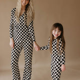 Women's Bamboo Pajamas | Black Checkerboard