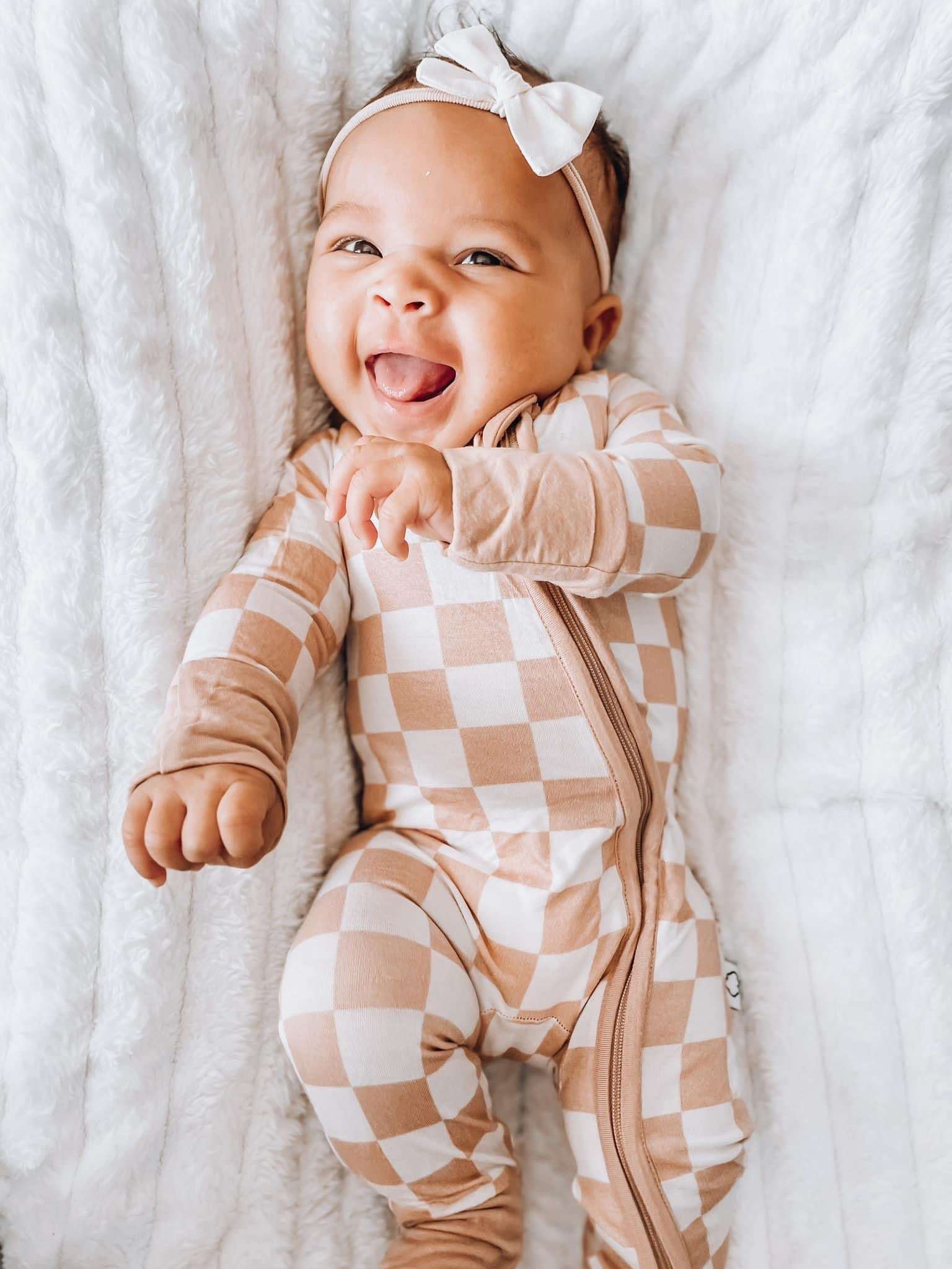 Sandy Checkers Dream Romper Milk & Baby