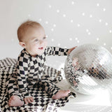 Black Checkerboard | Bamboo Zip Pajamas | Milk & Baby