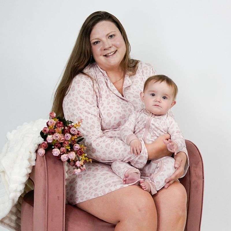 Pink Leopard Women's Button Up Lounge Dress Milk & Baby