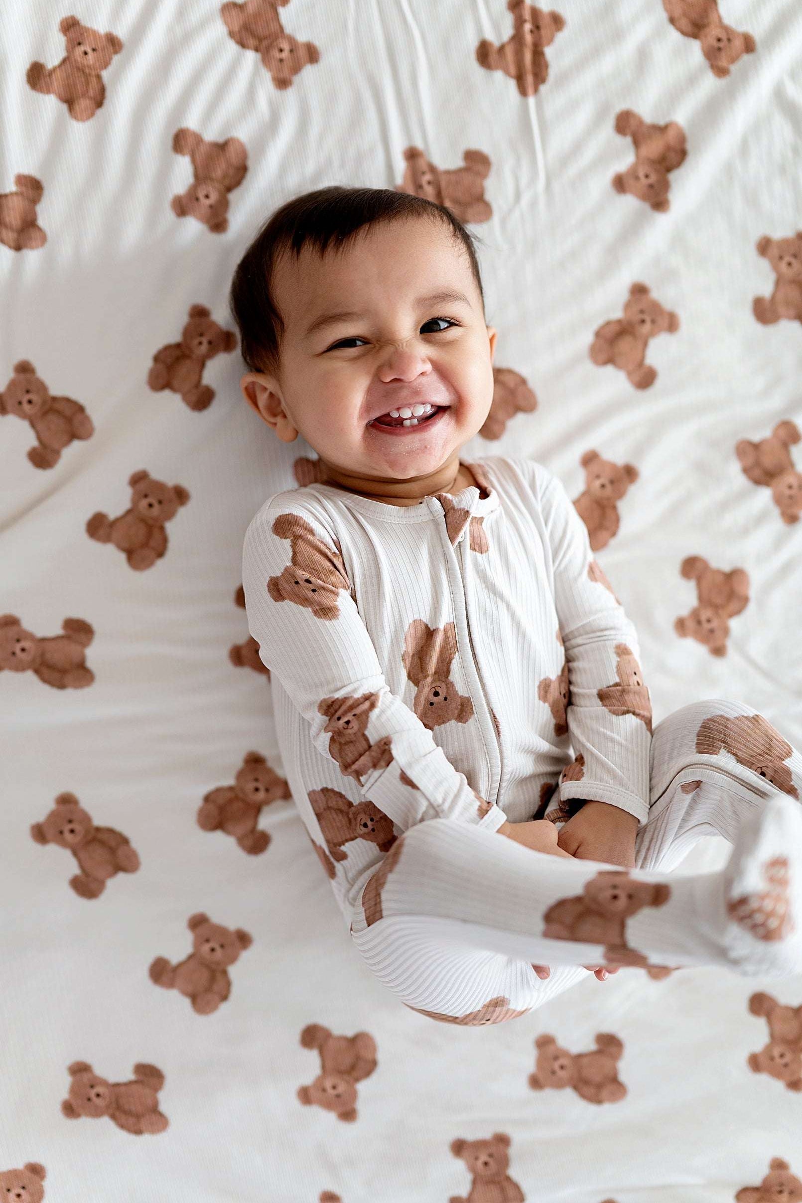 Ribbed Bear Footed Onesie | Milk & Baby 