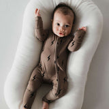 Brown & Black Lightning Bolt | Bamboo Zip Pajamas Milk & Baby