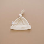 Vanilla Organic Ribbed Newborn Knot Hat Milk & Baby