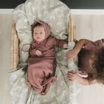 Dusty Rose Organic Cotton Ribbed Knot Gown Milk & Baby