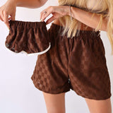 Brown Checker | Children's Terry Cloth Shorts Milk & Baby