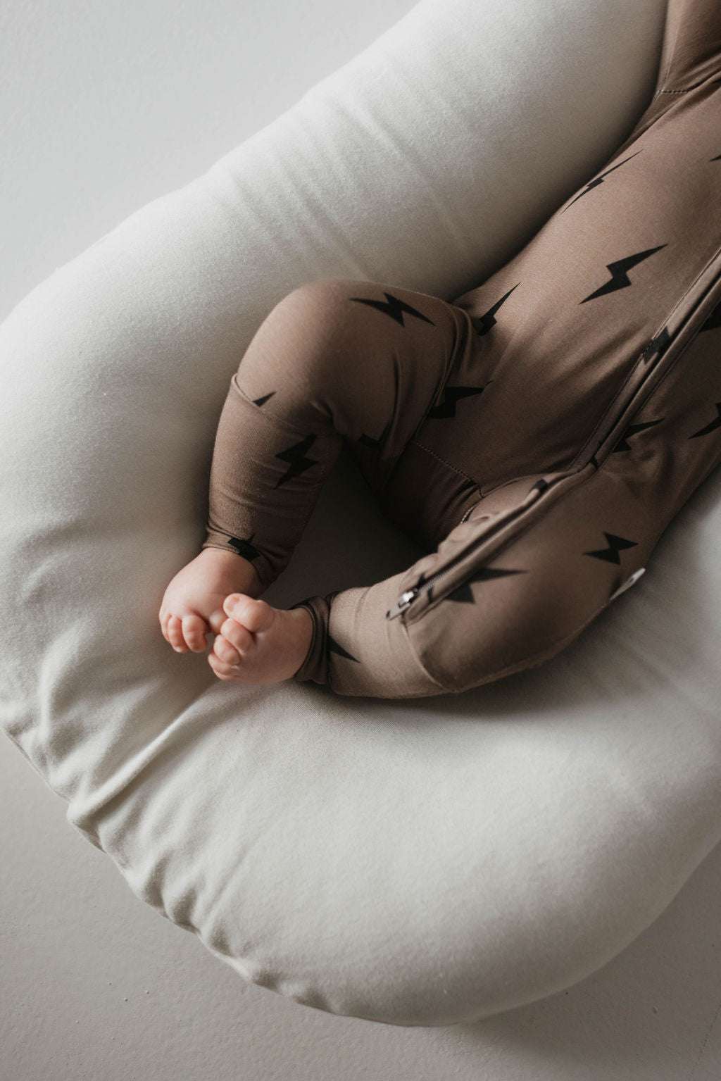 Brown & Black Lightning Bolt | Bamboo Zip Pajamas Milk & Baby