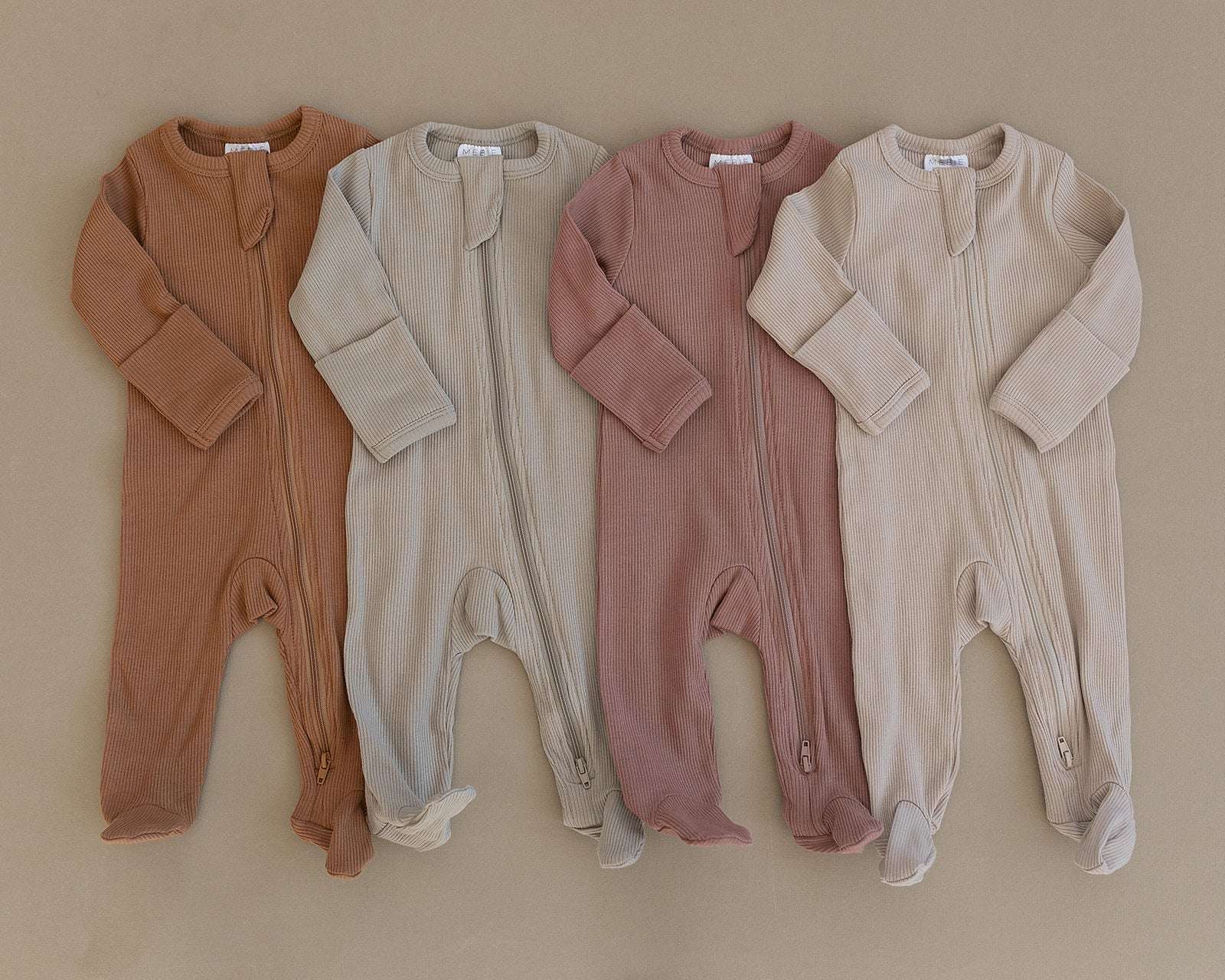 Dusty Rose Organic Cotton Ribbed Zipper Milk & Baby