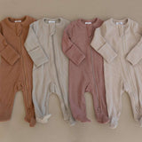 Dusty Rose Organic Cotton Ribbed Zipper Milk & Baby