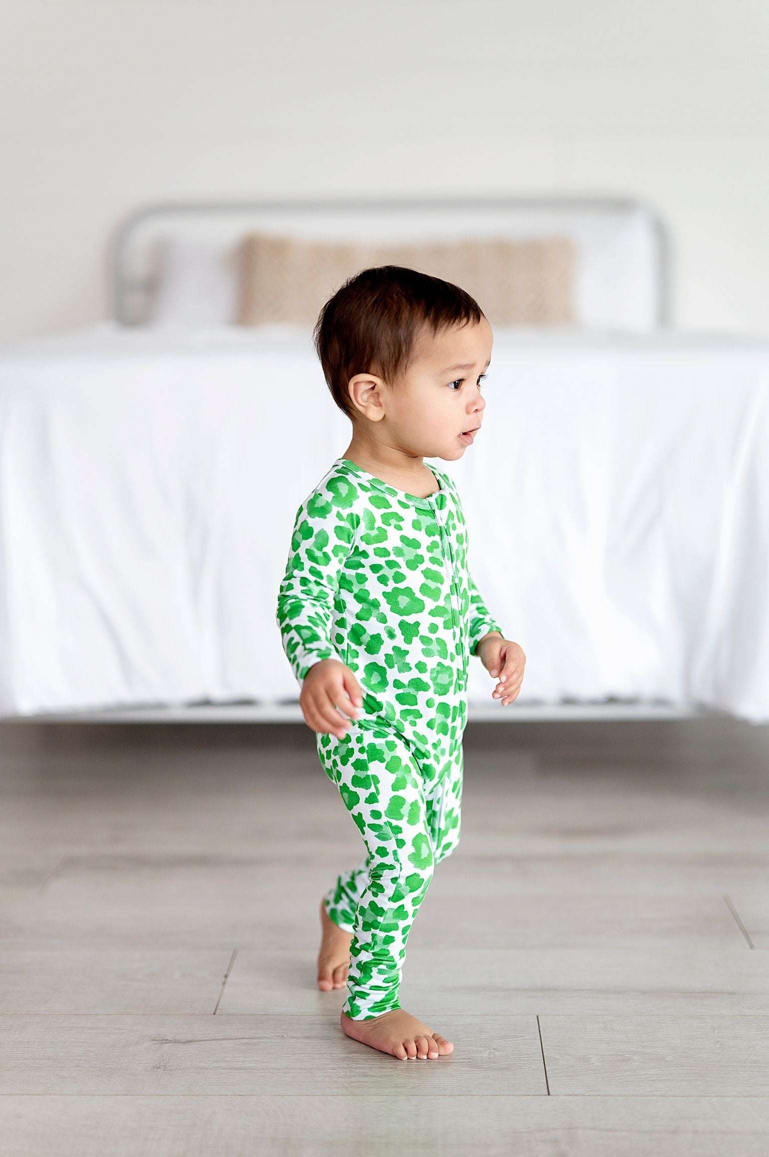 Green Leopard Romper | Milk & Baby 