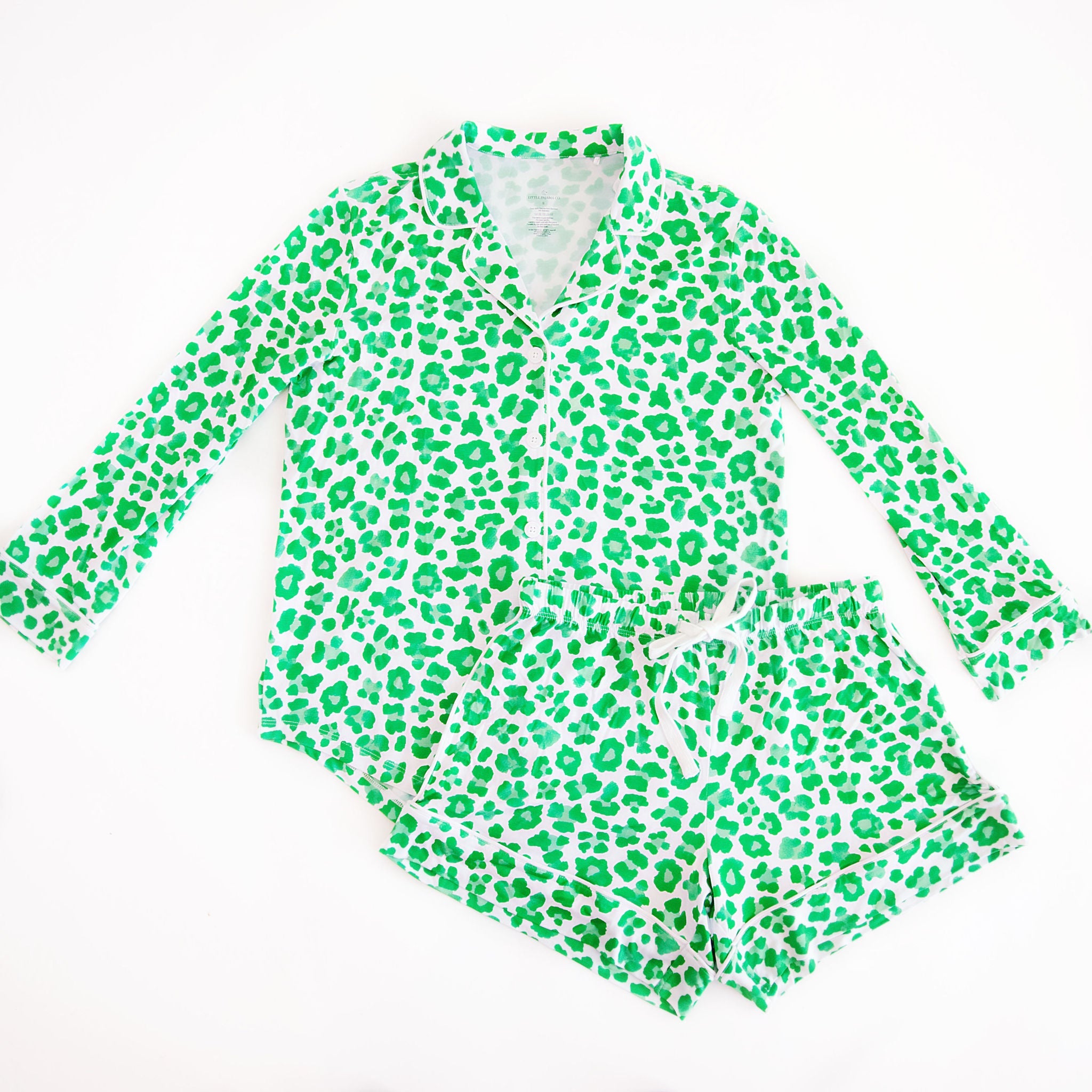 Green Leopard Women’s Button Down Short Set | Milk & Baby