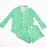 Green Leopard Women’s Button Down Short Set | Milk & Baby