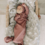 Dusty Rose Organic Cotton Ribbed Knot Gown Milk & Baby