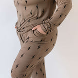 Brown & Black Lightning Bolt | Women's Bamboo Pajamas Milk & Baby