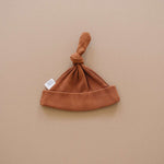 Rust Organic Ribbed Newborn Knot Hat Milk & Baby