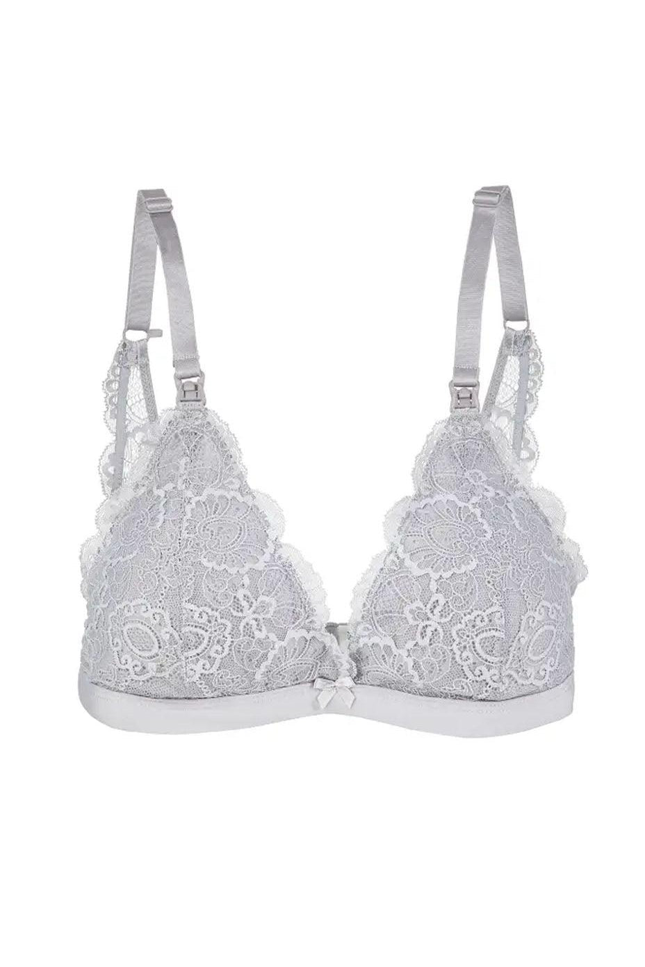 Lace Nursing Bralette in French Gray - Milk & Baby 