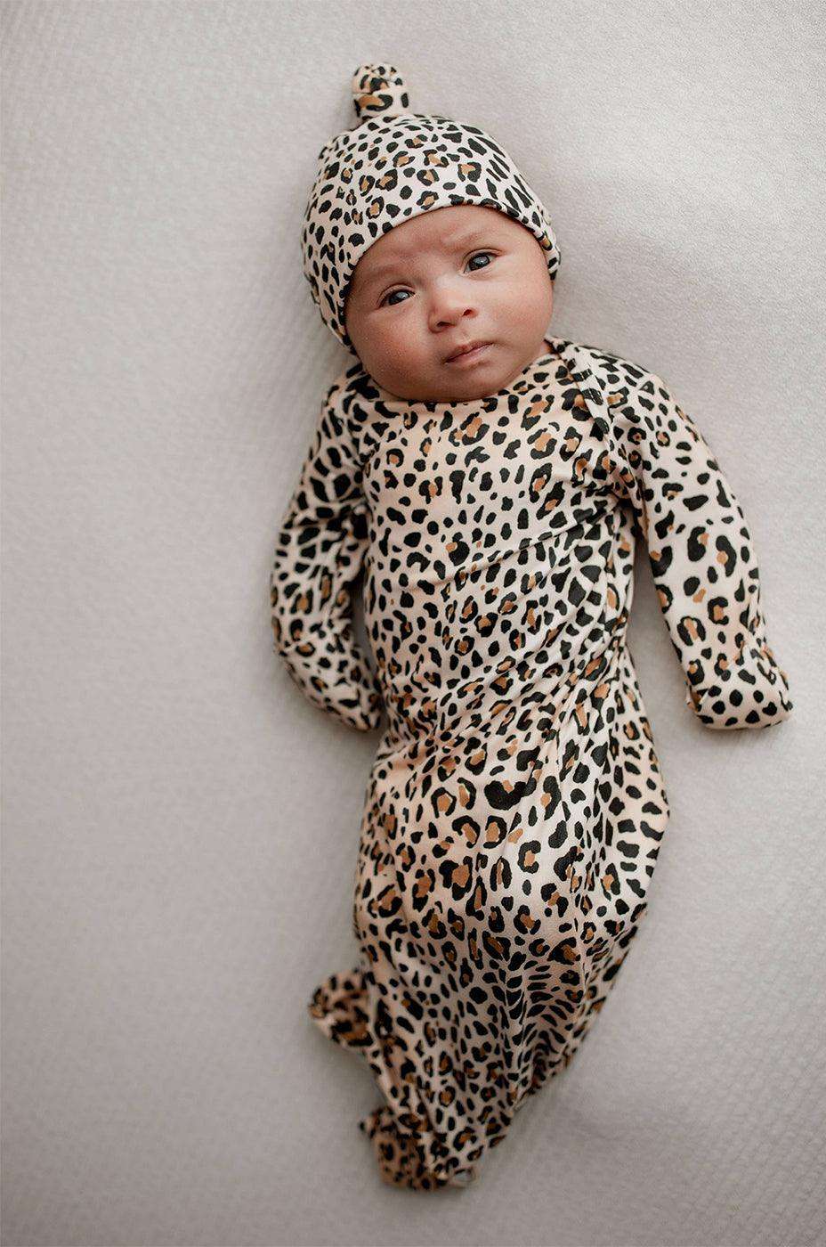 Leopard Newborn Knotted Gown Set Milk & Baby