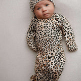 Leopard Newborn Knotted Gown Set Milk & Baby