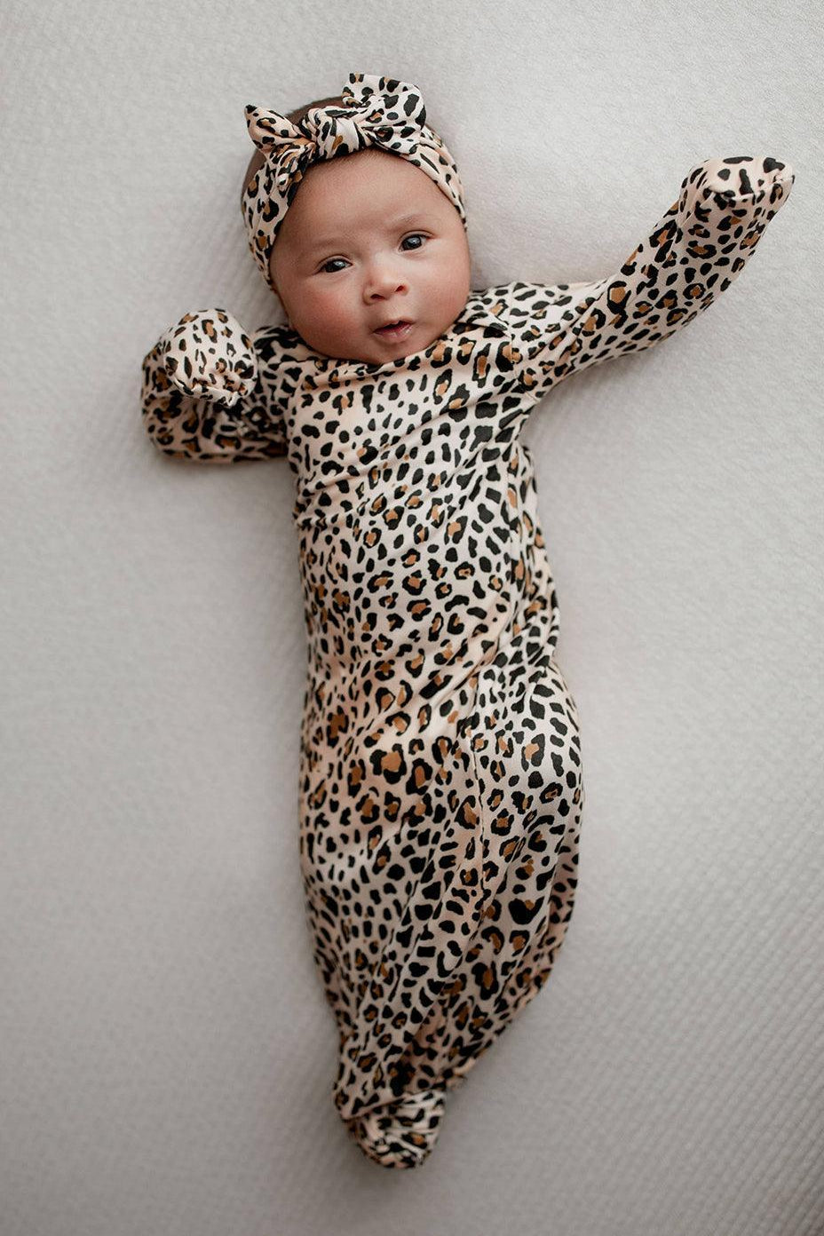 Leopard Knotted Gown Set - Milk & Baby 