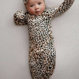 Leopard Newborn Knotted Gown Set Milk & Baby