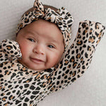 Leopard Newborn Knotted Gown Set Milk & Baby