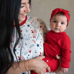 Crimson Red | Ribbed Bamboo Zip Romper Milk & Baby