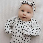 Modern Polka Dot Knotted Newborn Gown Set Milk & Baby