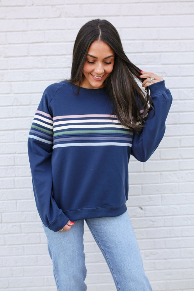 Six Stripe Invisible Zip Breastfeeding Sweatshirt | Milk & Baby