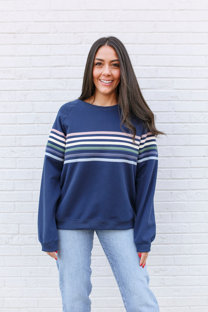 Six Stripe Invisible Zip Breastfeeding Sweatshirt | Milk & Baby