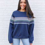 Six Stripe Invisible Zip Breastfeeding Sweatshirt