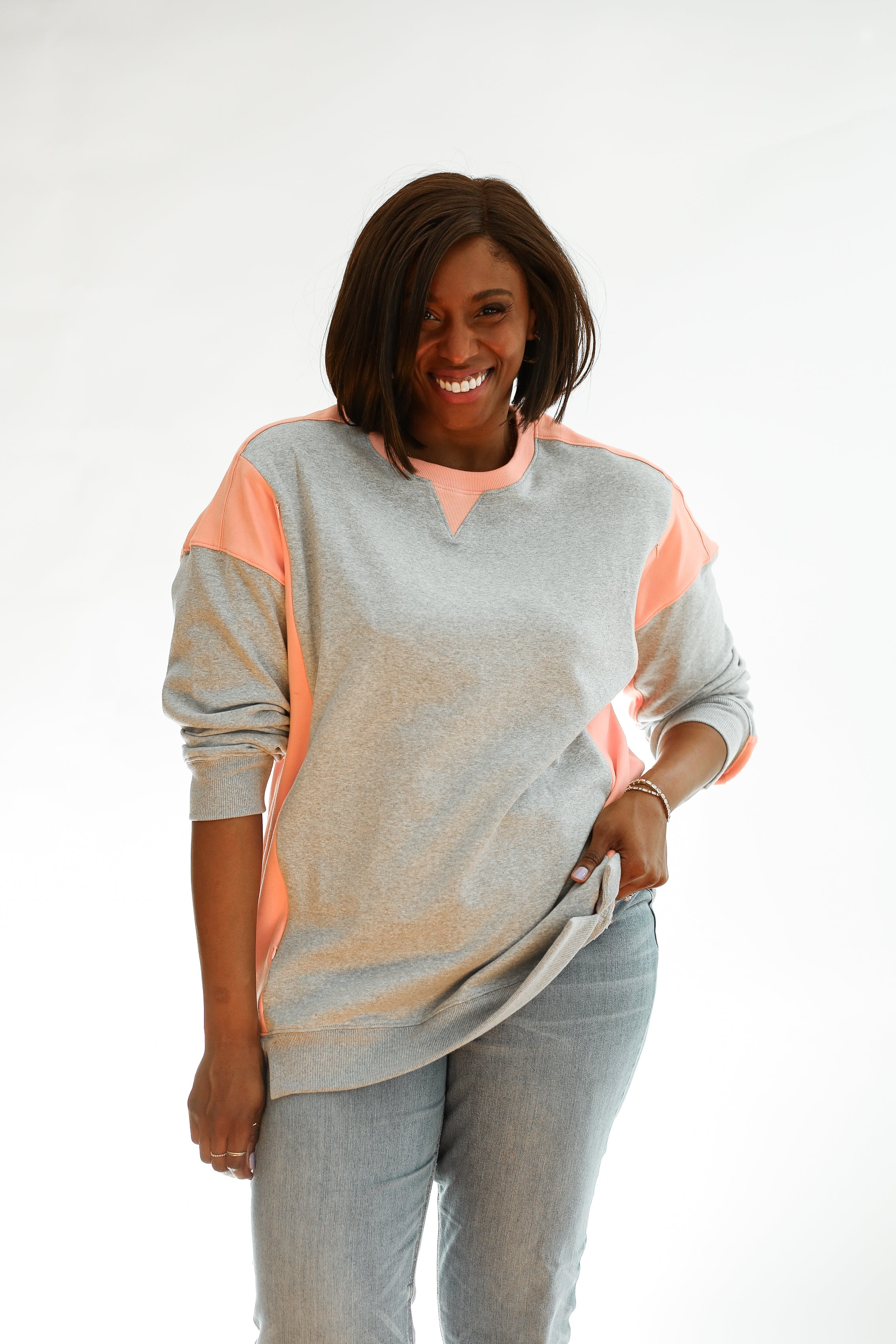 Color Block Nursing Lightweight Sweatshirt | Milk & Baby