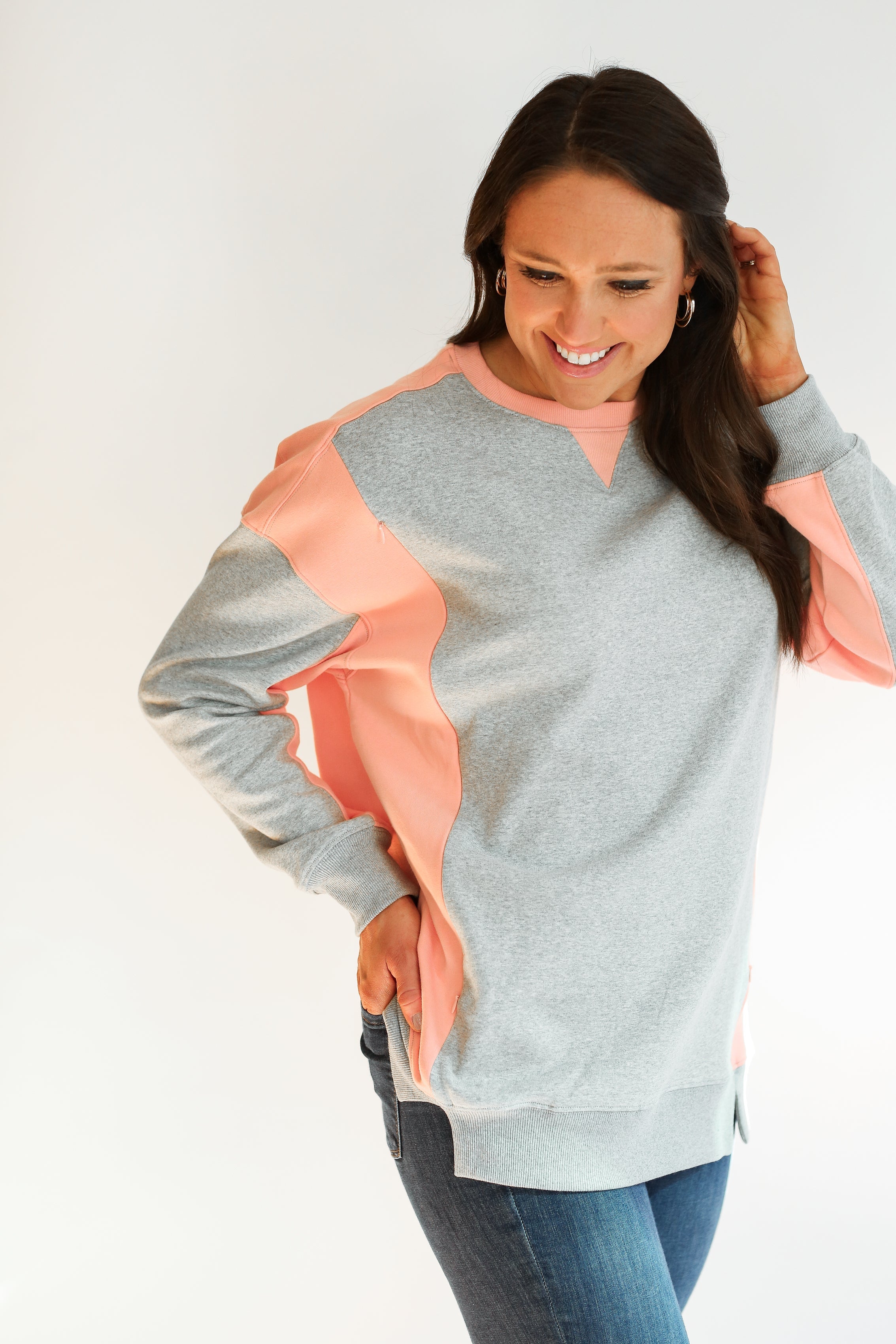 Color Block Nursing Lightweight Sweatshirt | Milk & Baby