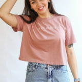 Cropped Embroidered Nursing Friendly Tee