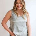 Stripe Invisible Zip Breastfeeding Tank Top Milk & Baby