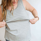 Stripe Invisible Zip Breastfeeding Tank Top Milk & Baby