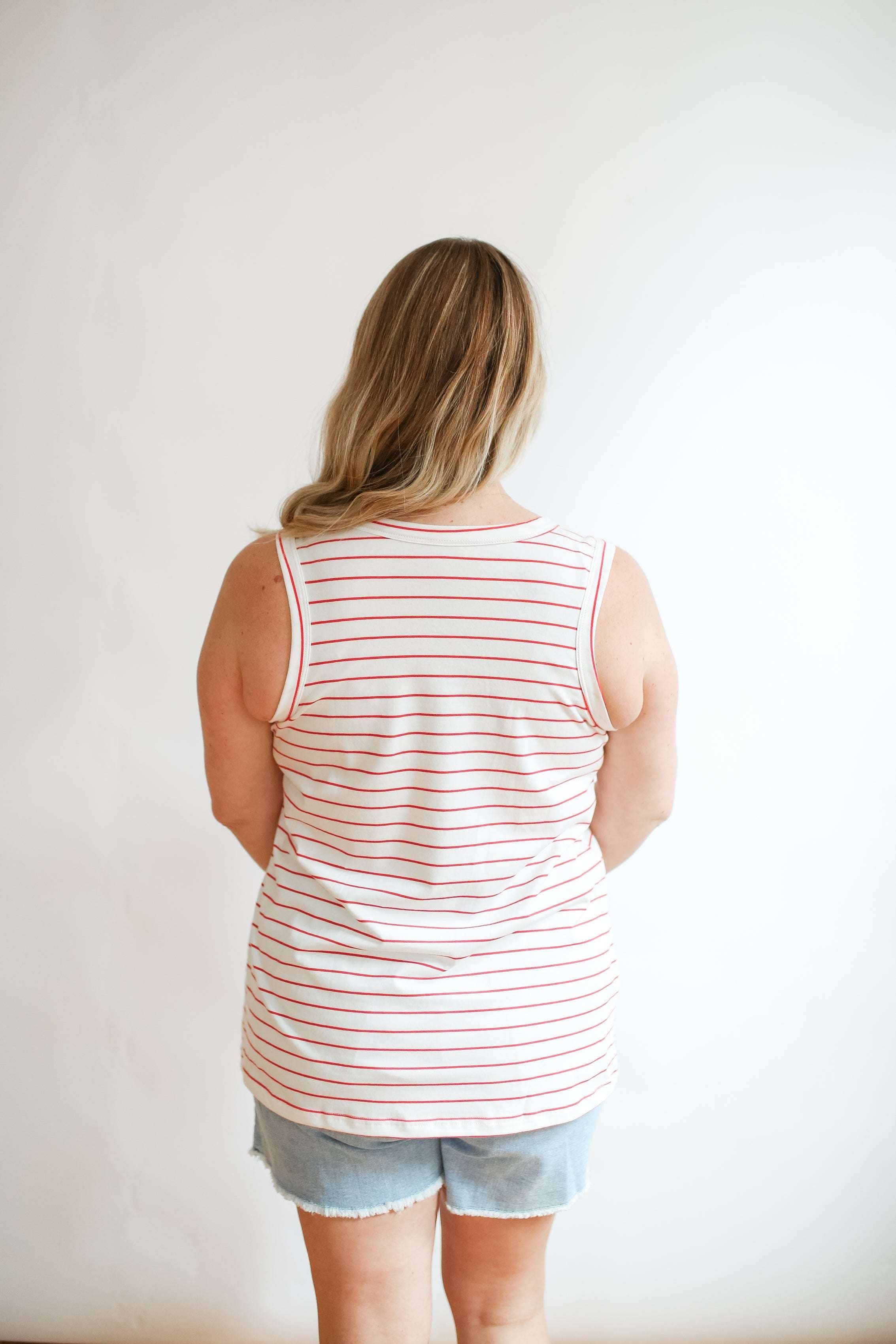 Stripe Invisible Zip Breastfeeding Tank Top Milk & Baby