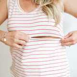 FINAL SALE - Stripe Invisible Zip Breastfeeding Tank Top