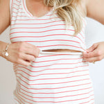 Stripe Invisible Zip Breastfeeding Tank Top Milk & Baby