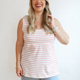 FINAL SALE - Stripe Invisible Zip Breastfeeding Tank Top