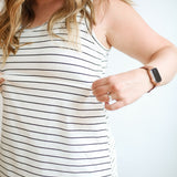 FINAL SALE - Stripe Invisible Zip Breastfeeding Tank Top