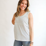 FINAL SALE - Stripe Invisible Zip Breastfeeding Tank Top