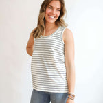 Stripe Invisible Zip Breastfeeding Tank Top Milk & Baby