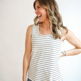 FINAL SALE - Stripe Invisible Zip Breastfeeding Tank Top