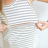 Stripe Invisible Zip Breastfeeding Tank Top - milk & baby