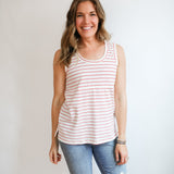 FINAL SALE - Stripe Invisible Zip Breastfeeding Tank Top