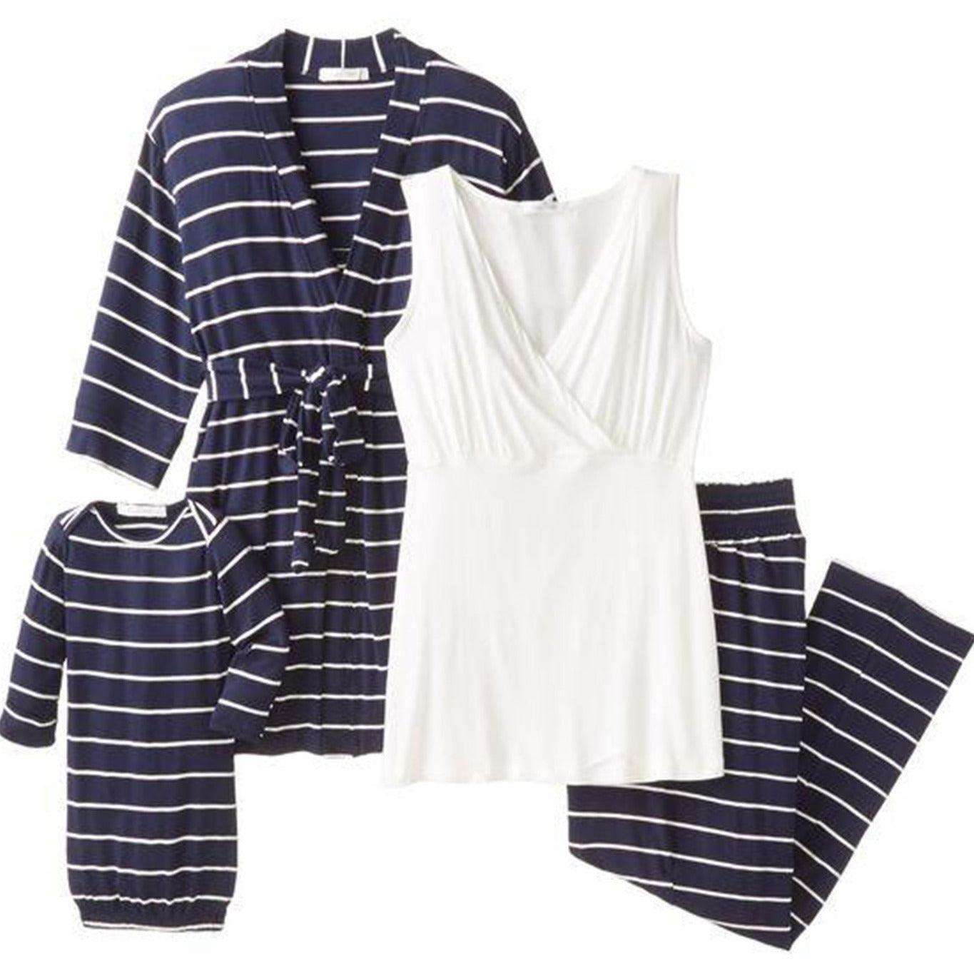 Navy Stripe | Mommy Pajamas & Baby Set | Milk & Baby